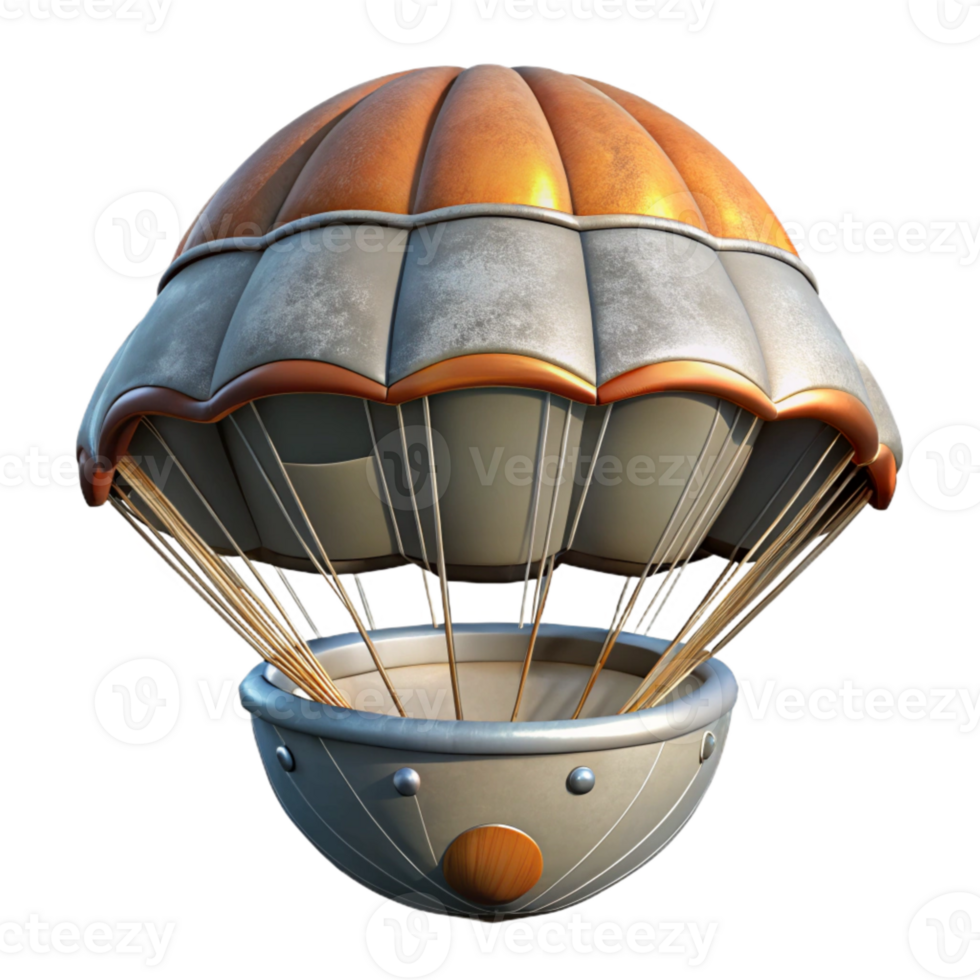 serene minimalist Space Capsule Parachute Deployment Isolated Element high resolution png