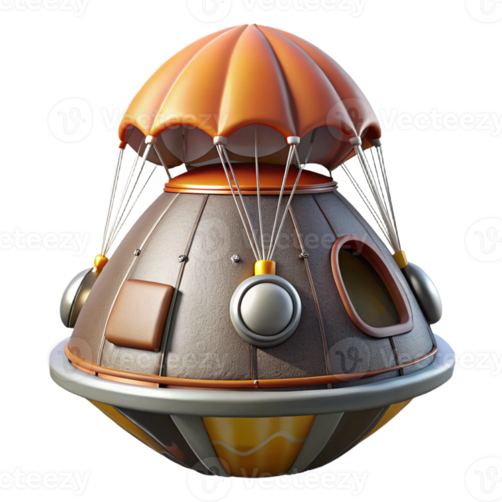 extraordinary minimalist Space Capsule Parachute Deployment Isolated Element premium png