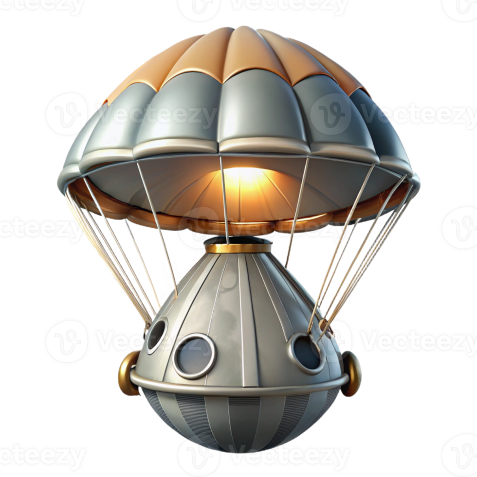 serene abstract Space Capsule Parachute Deployment Isolated Element original png