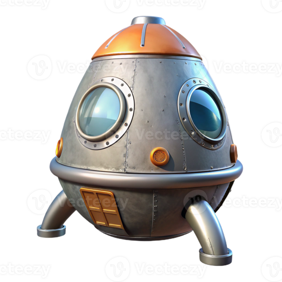 serene modern Space Capsule Transparent Background with Reentry Heat Shield exclusive png