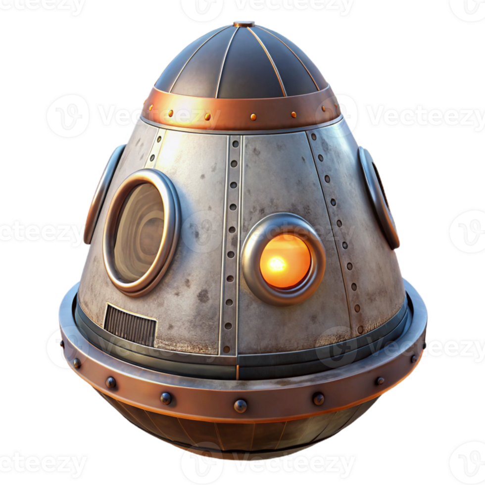 elegant artistic Space Capsule Transparent Background with Reentry Heat Shield professional png