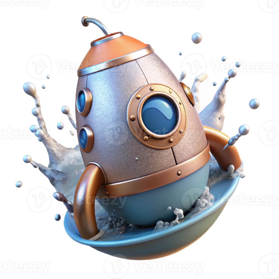 wonderful rustic Space Capsule Splashdown Cutout with Water Spray premium png
