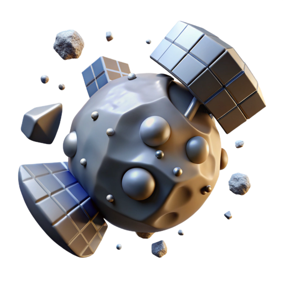vibrant abstract Space Debris Satellite Fragment Isolated Graphic premium png