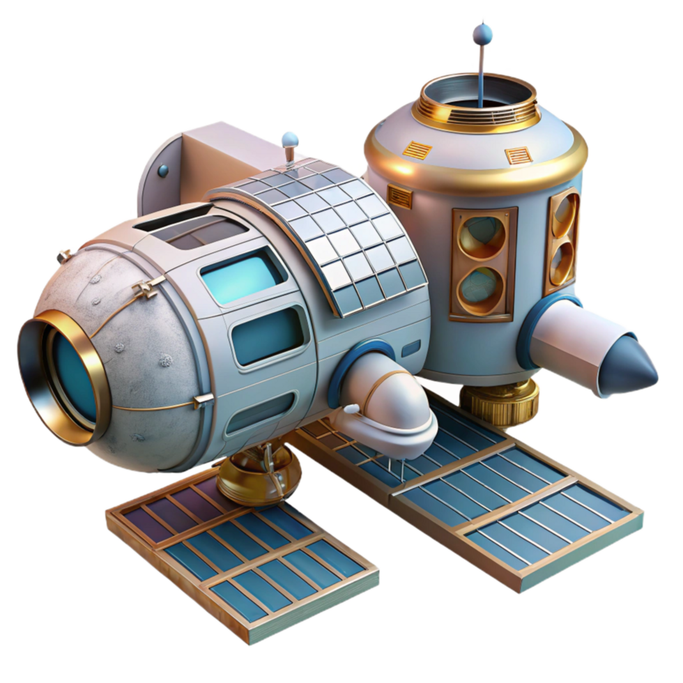 extraordinary classic Space Station Docked with Spacecraft Transparent Background authentic png