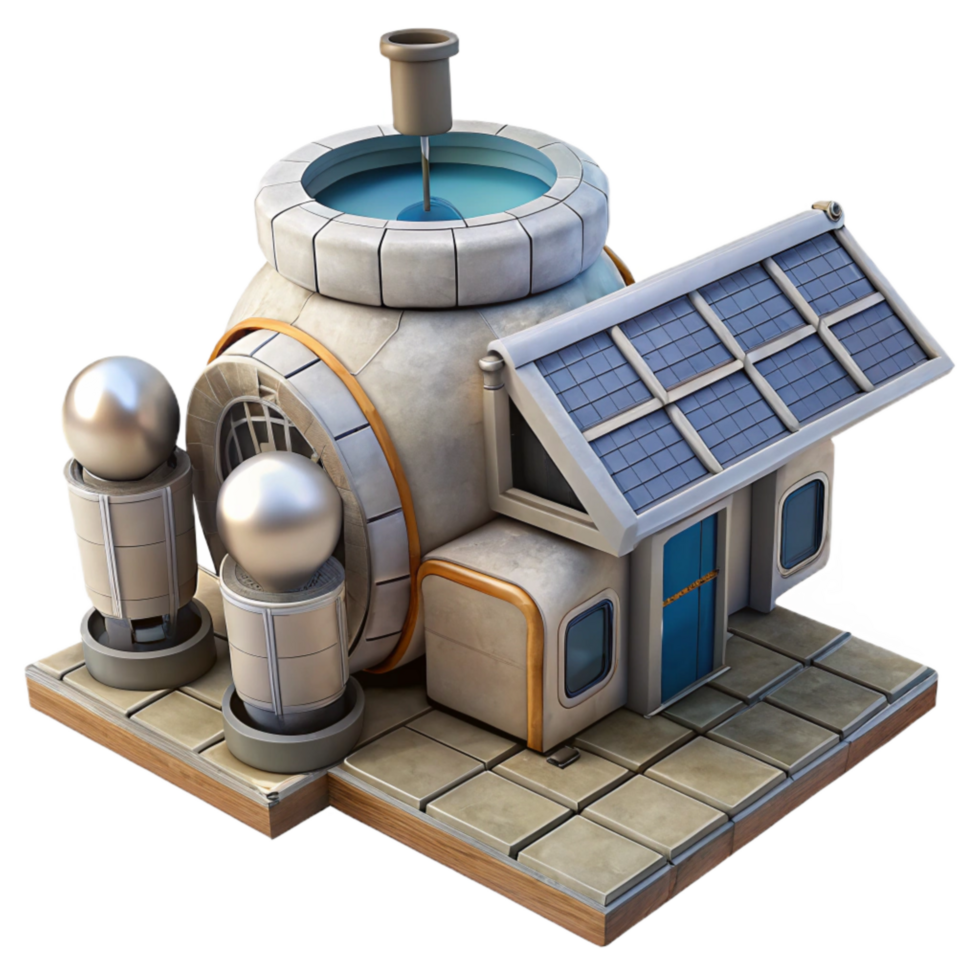 serene minimalist Space Station Exterior View Cutout with Solar Panels original png