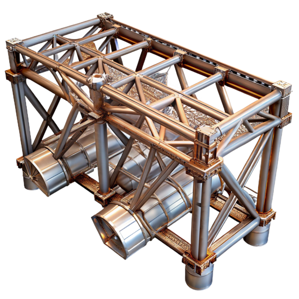 serene abstract Space Station Exterior Truss Structure Cutout with Metallic Sheen authentic png