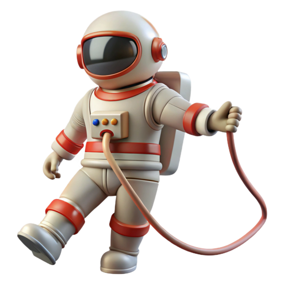 elegant rustic Spacewalk Astronaut with Tether Line Visible Transparent Background original png