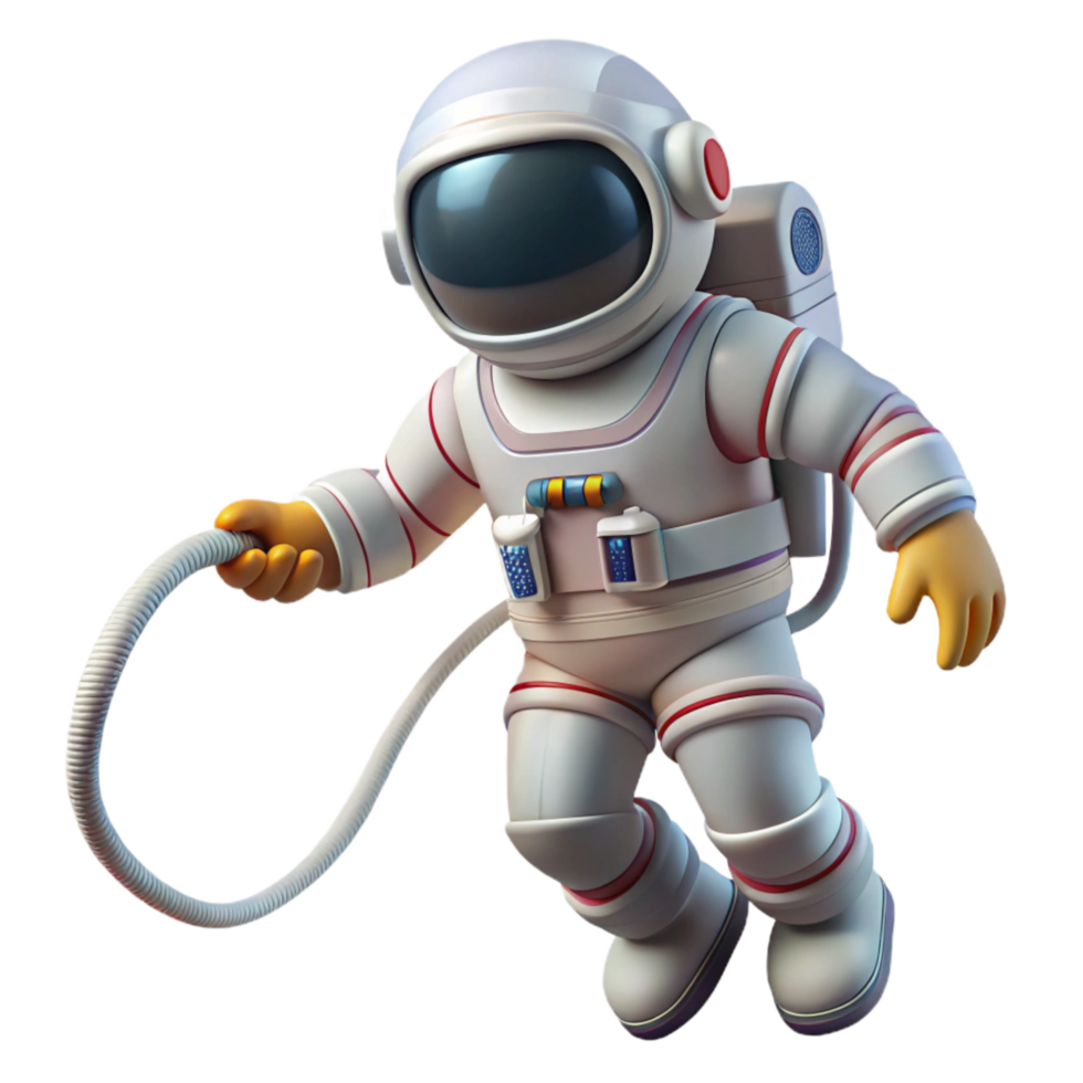 stunning contemporary Spacewalk Astronaut with Tether Line Visible Transparent Background png