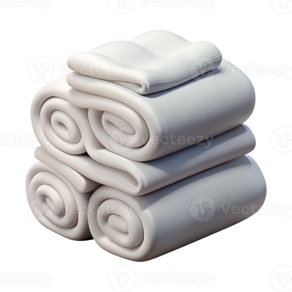 dramatic rustic Spa Towels Folded Neatly White Isolated Element high resolution png