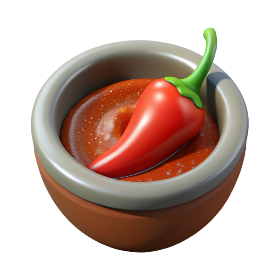 extraordinary minimalist Spicy Chili Bowl Overhead View Isolated premium png