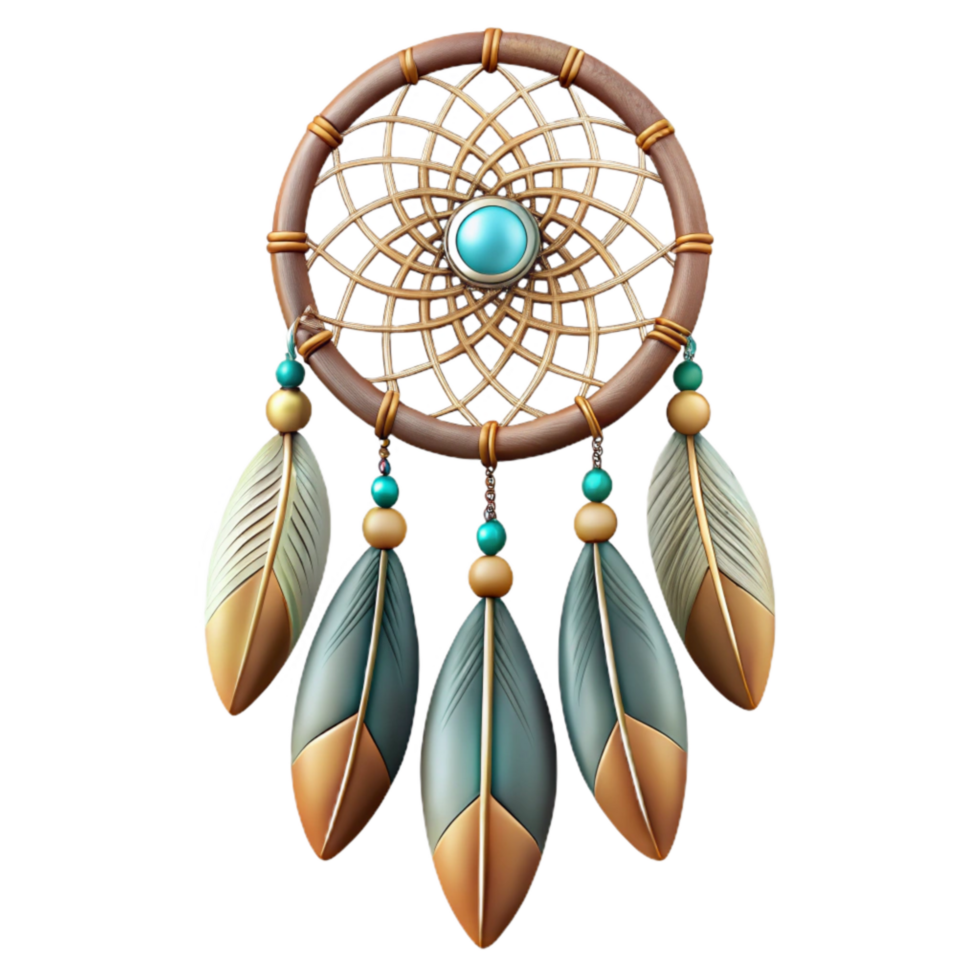elegant rustic Spiritual Dream Catcher with Feather Details Transparent genuine png