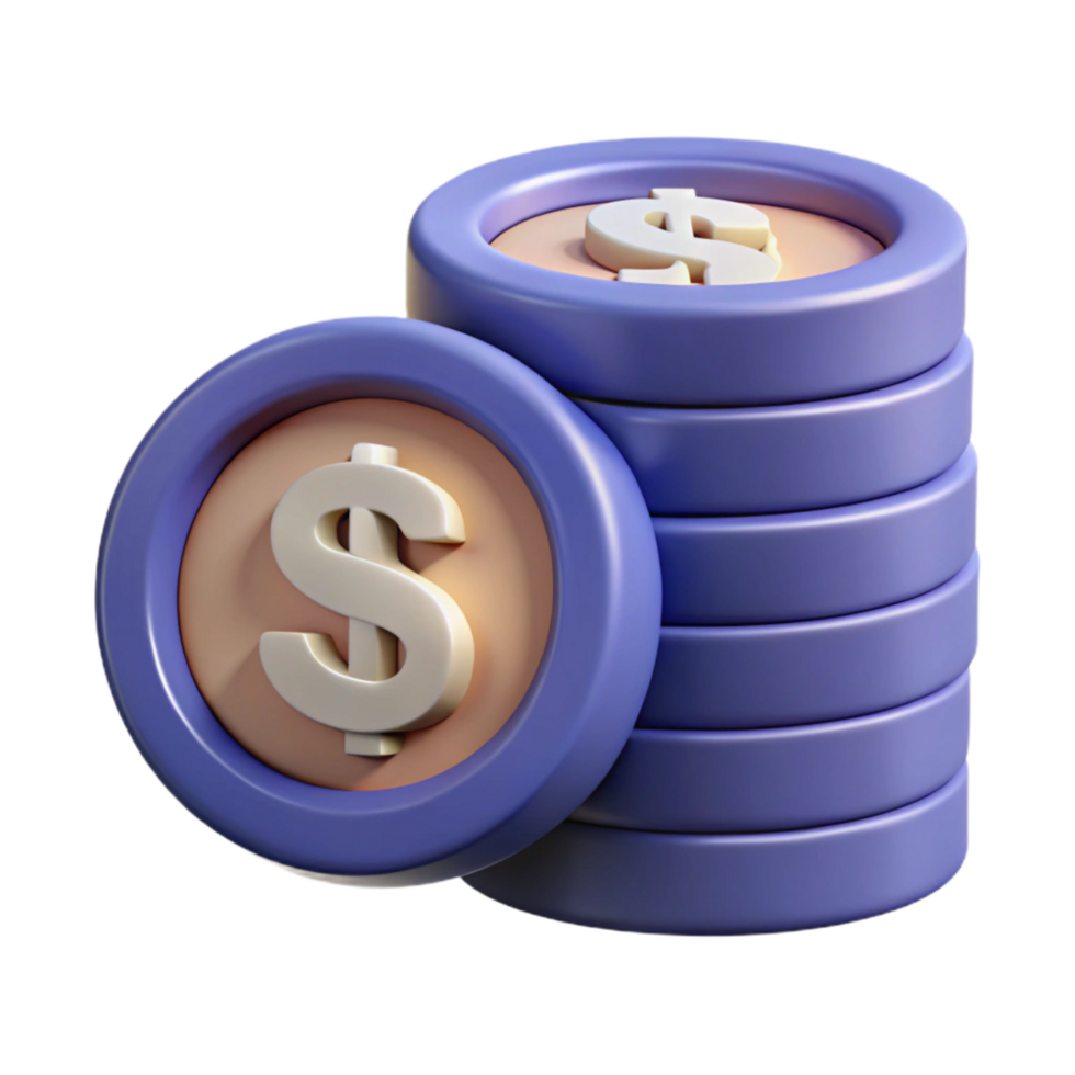 beautiful abstract Stack of Coins with Dollar Sign Transparent Background authentic png