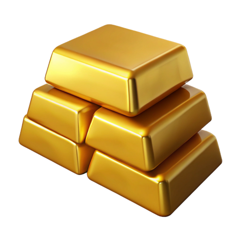 beautiful contemporary Stack of Gold Bars with Shiny Surface Transparent Background png