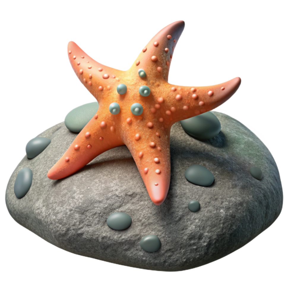 beautiful artistic Starfish on Rock Transparent Background premium png