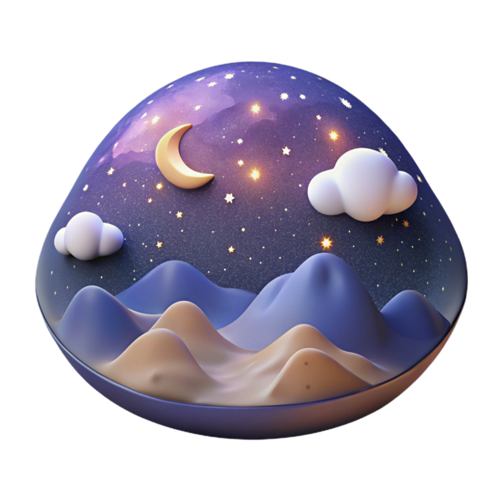 serene vintage Starry Night Sky Scenic View Transparent authentic png