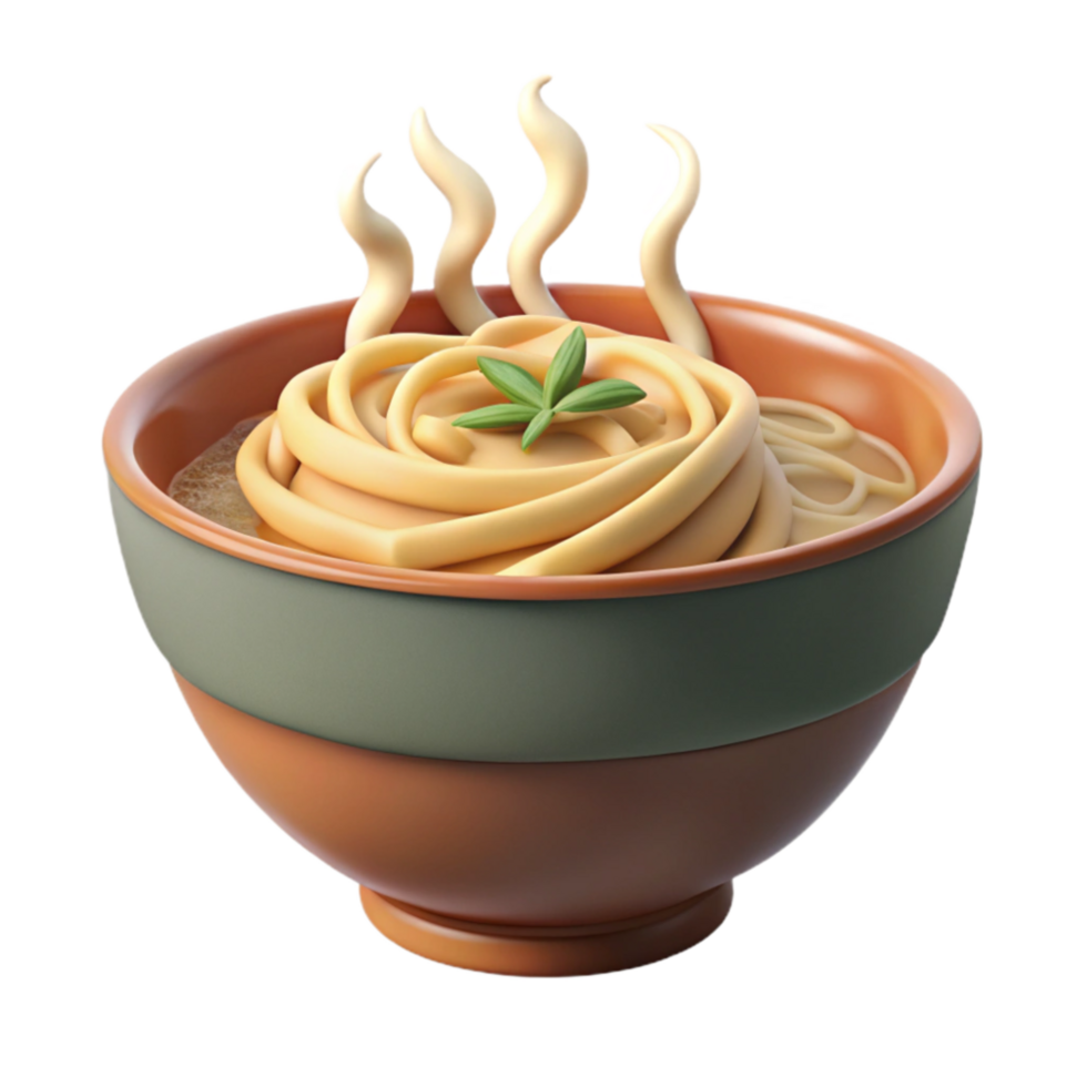 vibrant traditional Steaming Noodle Bowl Close Up Transparent Background premium png