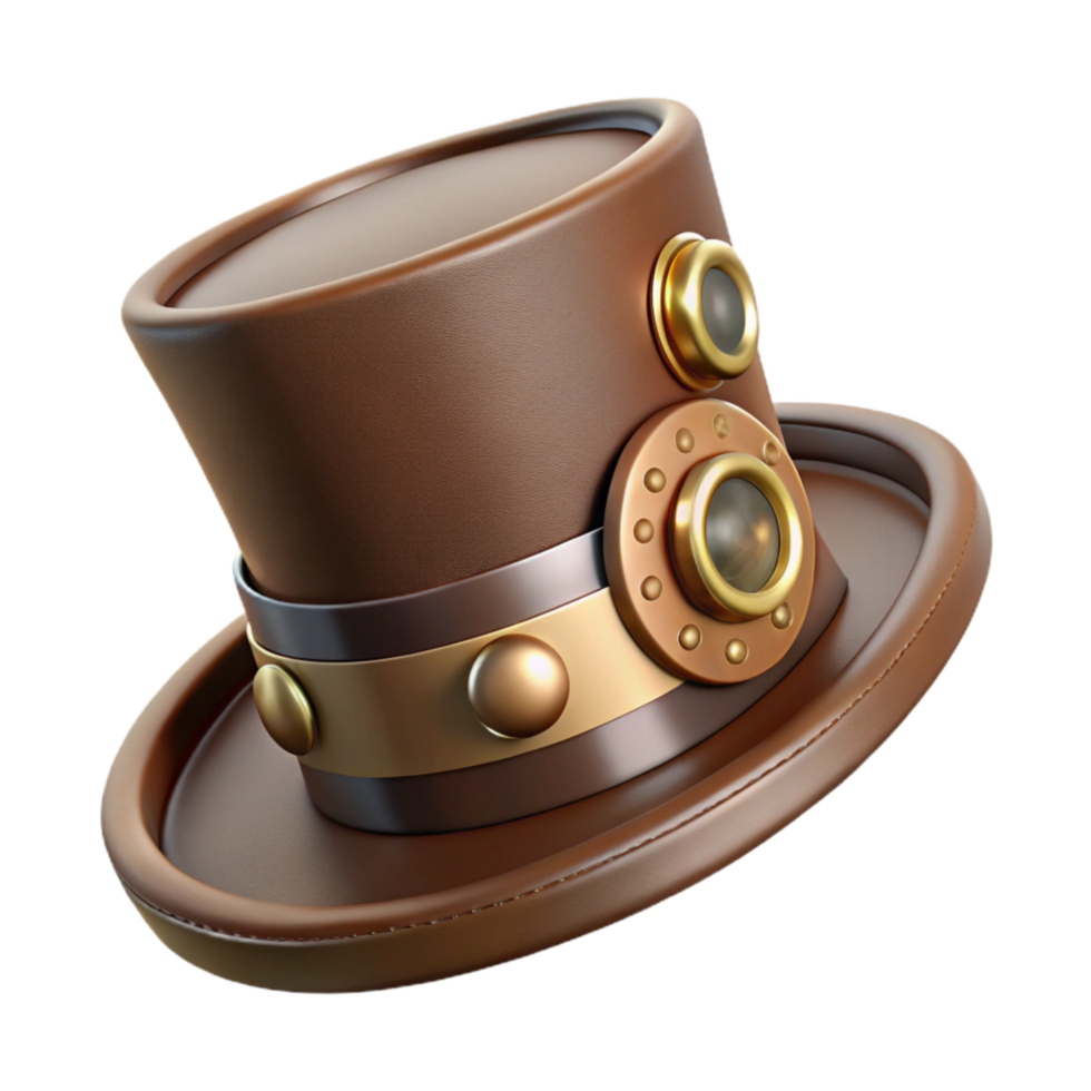 serene abstract Steampunk Top Hat Front View Cutout Transparent Background authentic png
