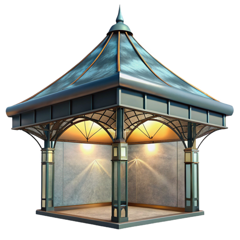 vibrant rustic Steel and Glass Canopy Isolated Element authentic png