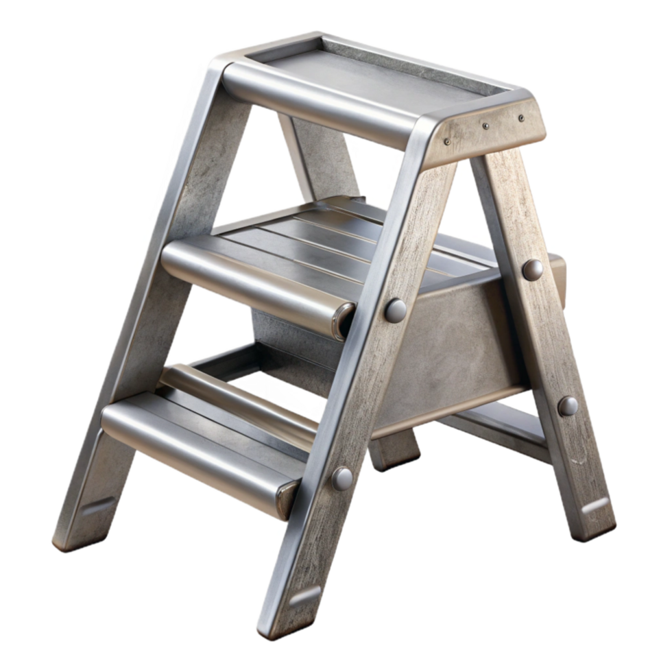 extraordinary rustic Step Ladder Aluminum Extended Cutout high resolution png