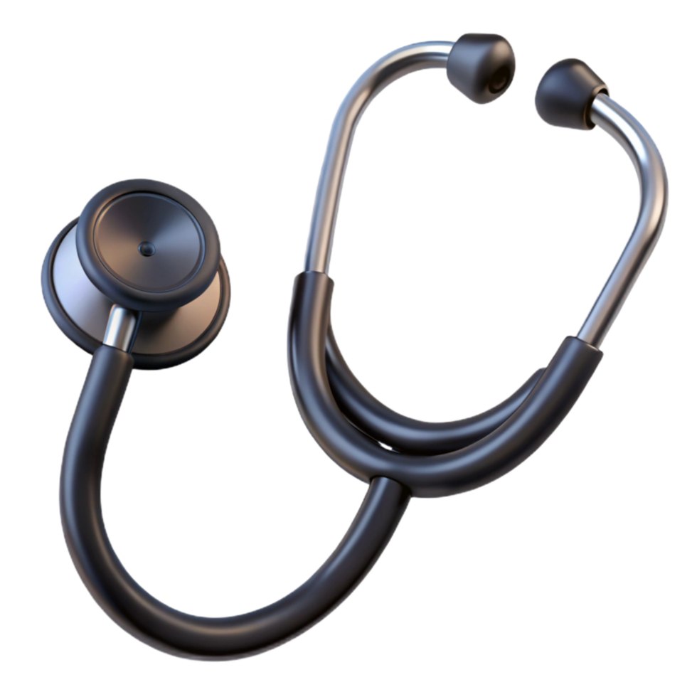 serene creative Stethoscope Black Isolated on Transparent Background high quality png