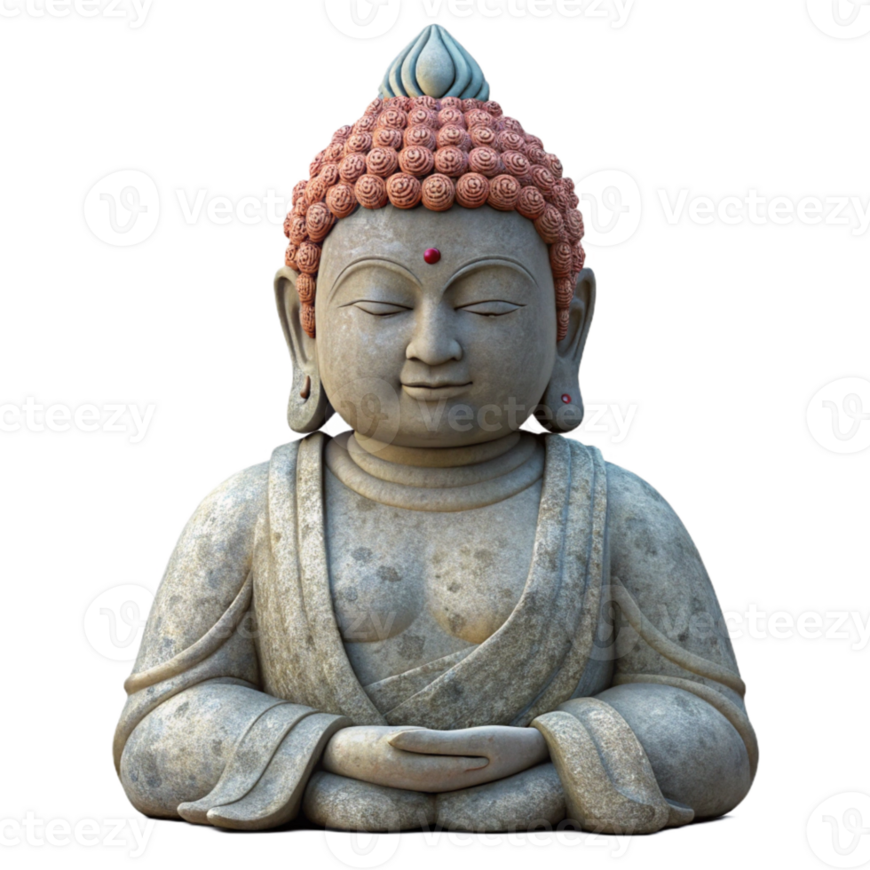 serene classic Stone Buddha Statue Front View Isolated professional png
