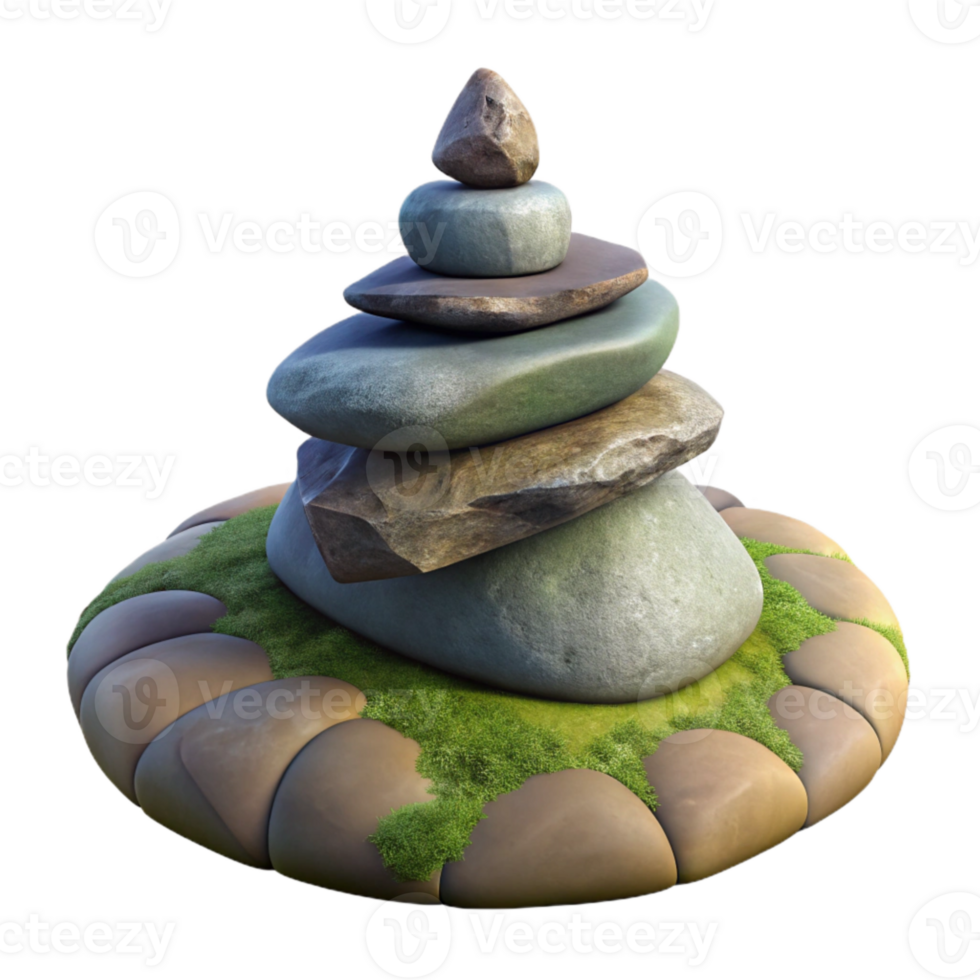 magnificent minimalist Stone Cairn on Hilltop Transparent Background high quality png