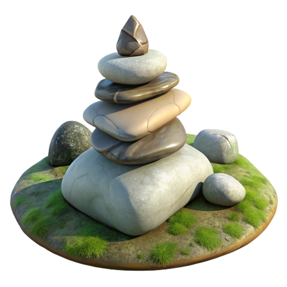 wonderful minimalist Stone Cairn on Hilltop Transparent Background premium png