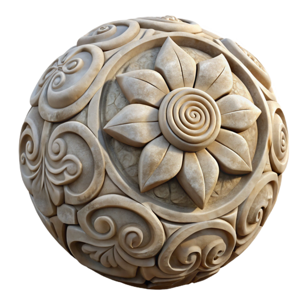elegant creative Stone Carving Detail Transparent Background Floral Motif high quality png