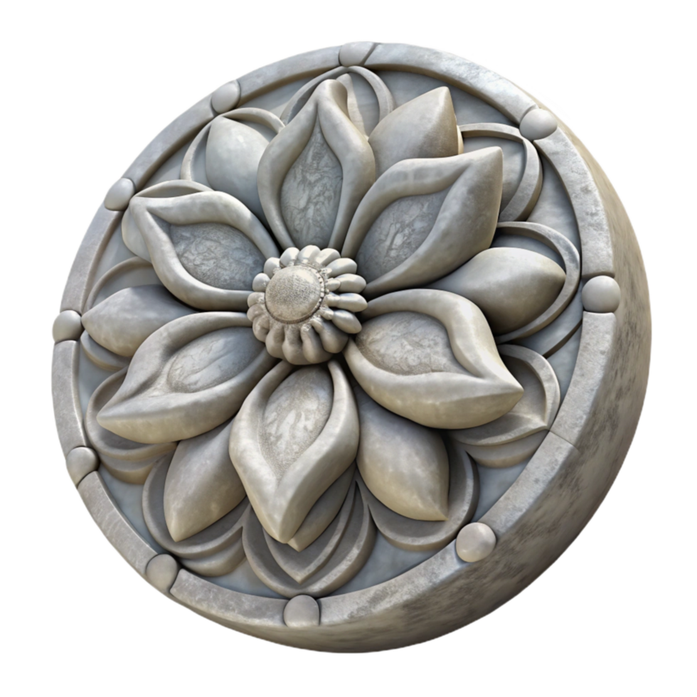 impressive minimalist Stone Carving Detail Transparent Background Floral Motif premium png