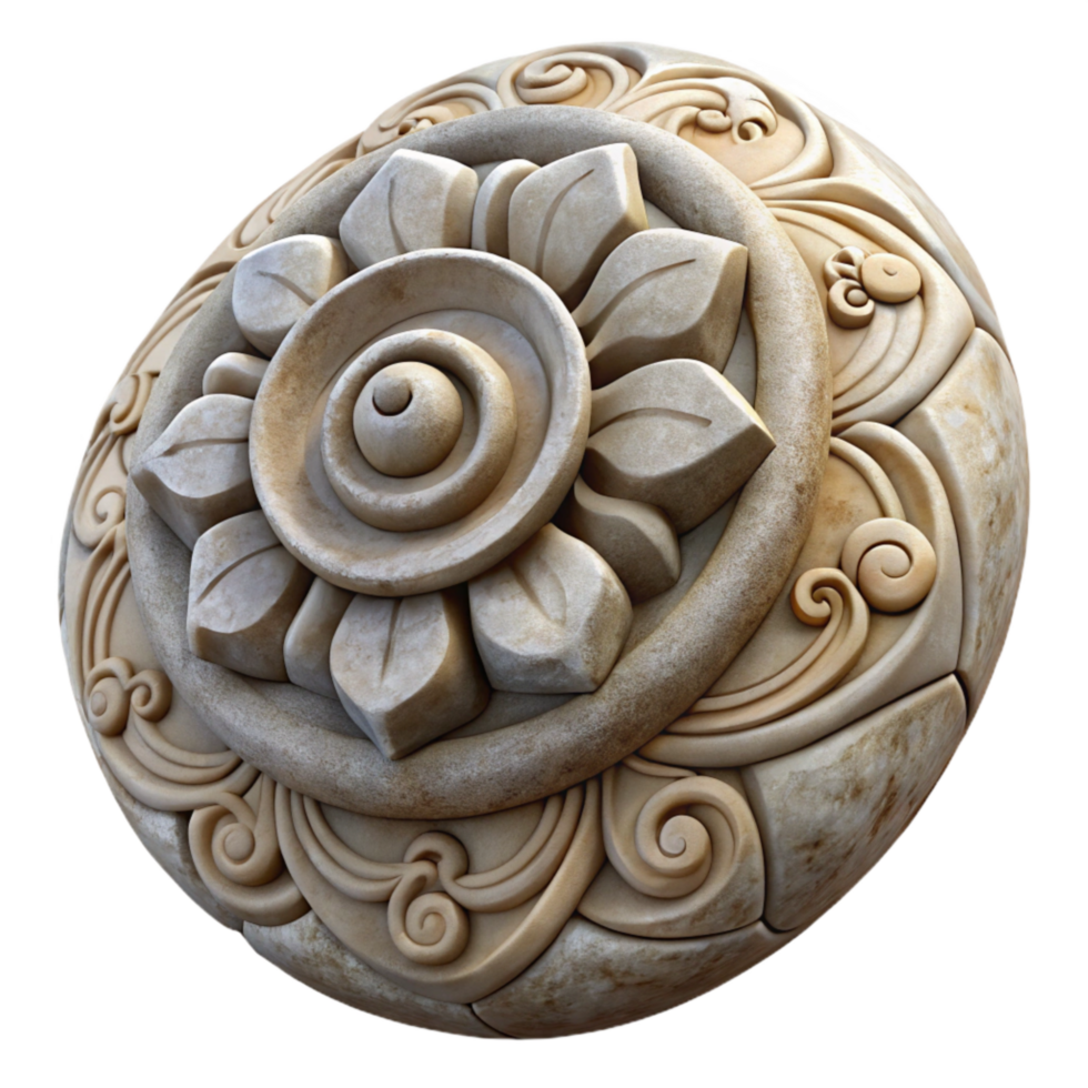 serene traditional Stone Carving Detail View Cutout high resolution png
