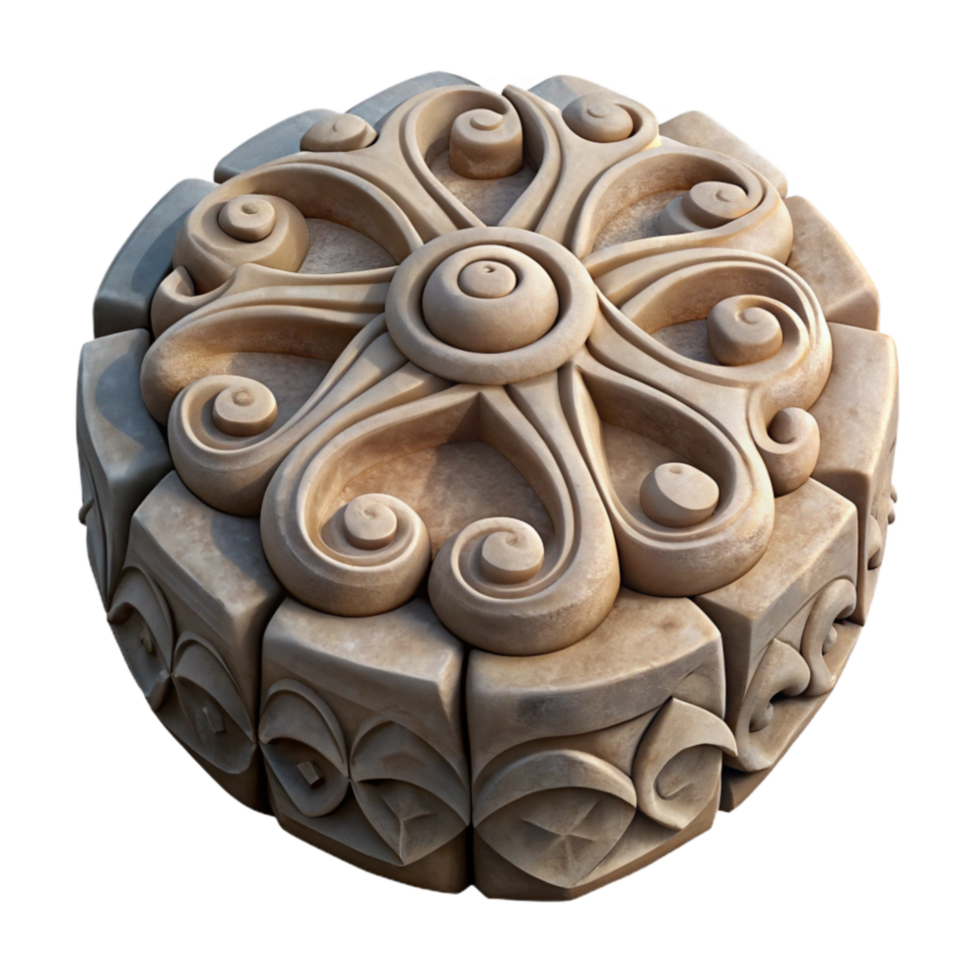 dramatic classic Stone Carving Intricate Detail Isolated Transparent Background authentic png