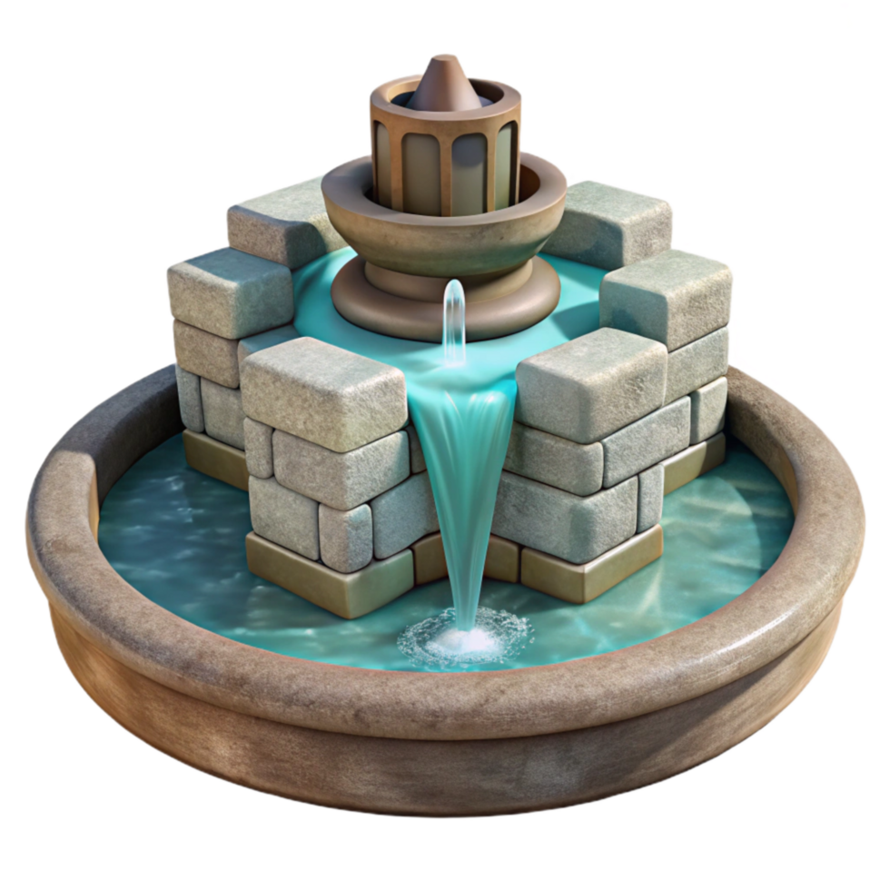 stunning rustic Stone Fountain Cascading Water Transparent Element exclusive png