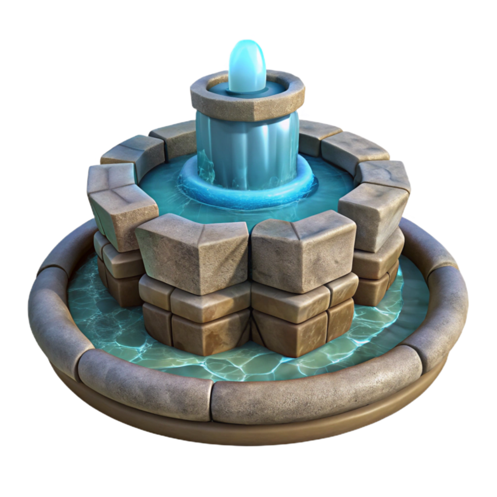 beautiful minimalist Stone Fountain Cascading Water Transparent Element high resolution png