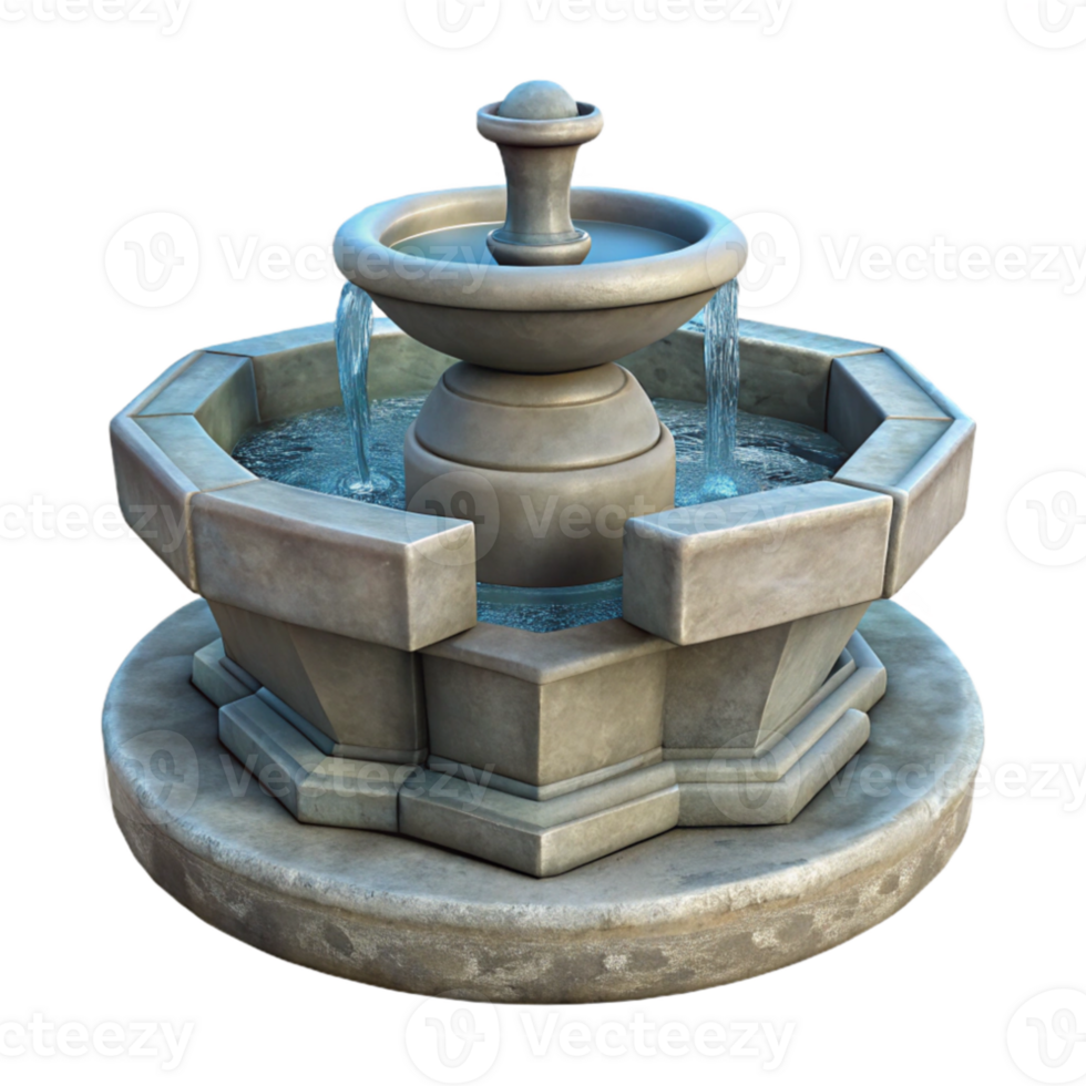 extraordinary modern Stone Fountain Flowing Water Cutout on Transparent Background original png