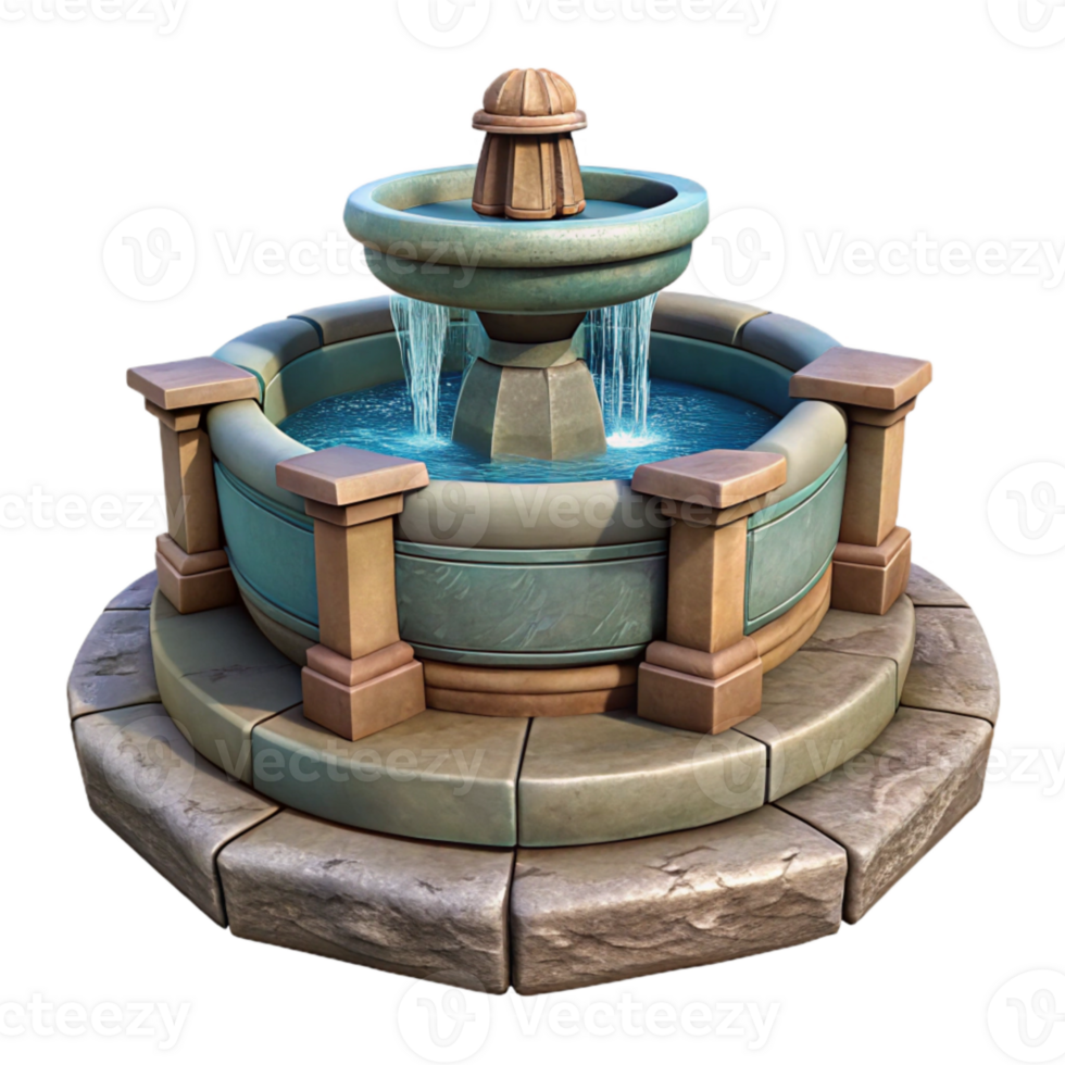 impressive modern Stone Fountain Front View Transparent Background professional png