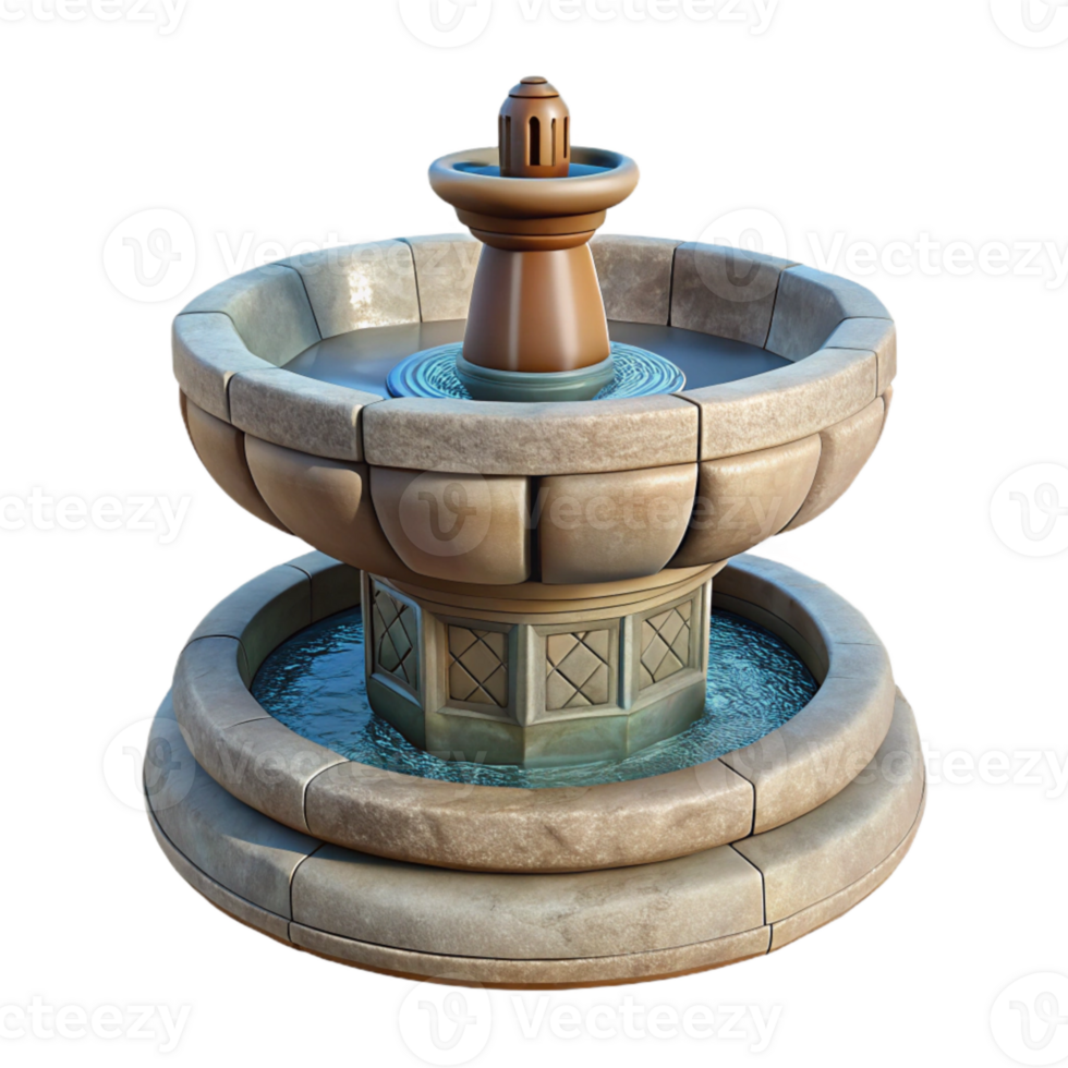 elegant artistic Stone Fountain Front View Transparent Background professional png