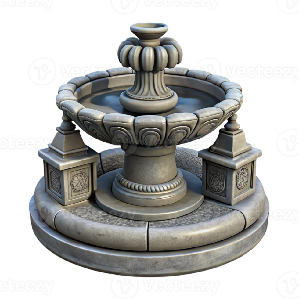 beautiful abstract Stone Fountain Intricate Carvings Isolated png