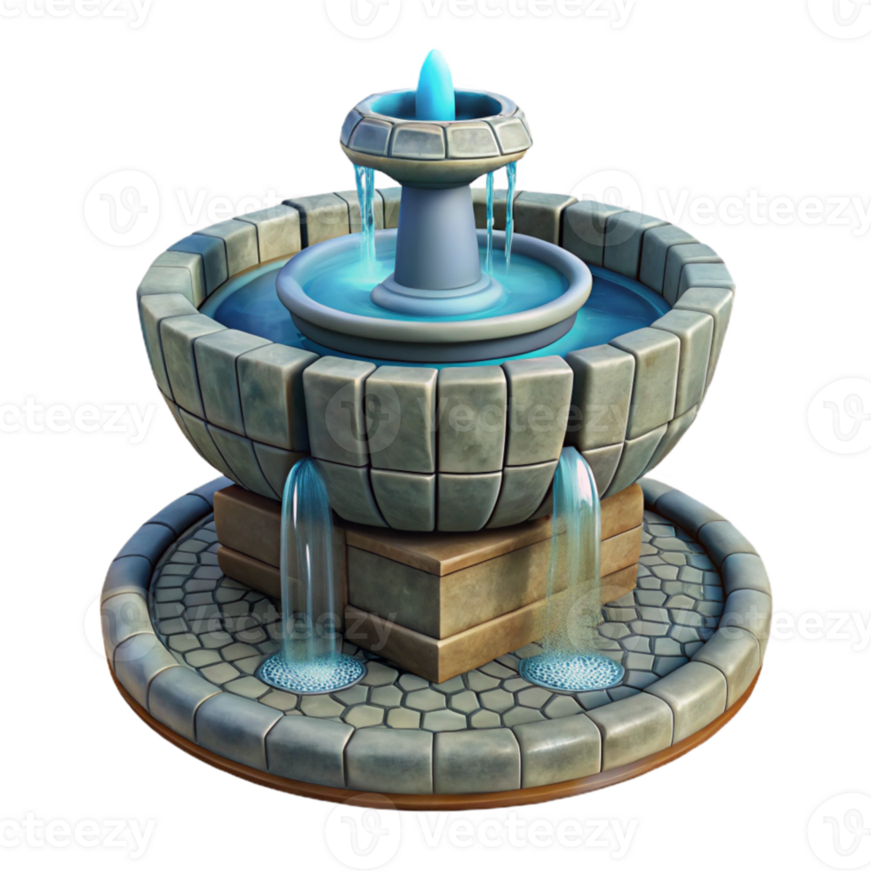 elegant minimalist Stone Fountain Cutout with Flowing Water exclusive png
