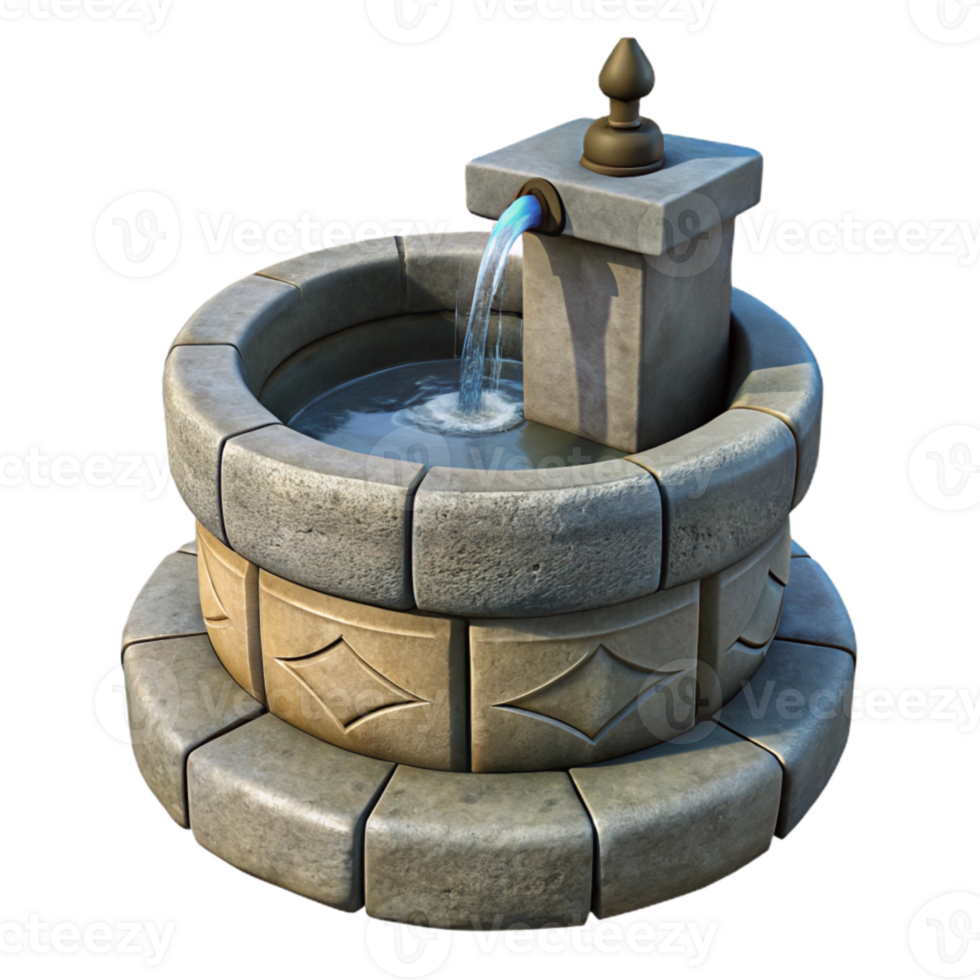beautiful minimalist Stone Fountain Spout Isolated Water Feature detailed png