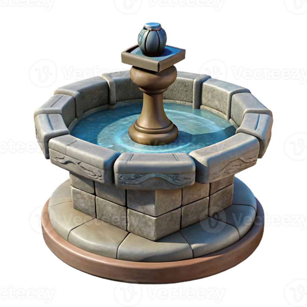 vibrant artistic Stone Fountain Spout Isolated Water Feature premium png