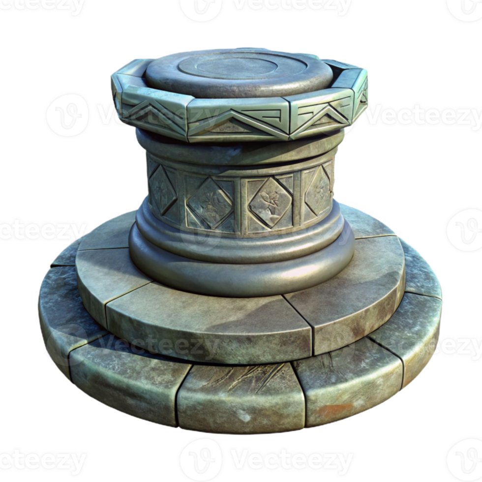 vibrant rustic Stone Sculpture Base Isolated Pedestal Detail exclusive png