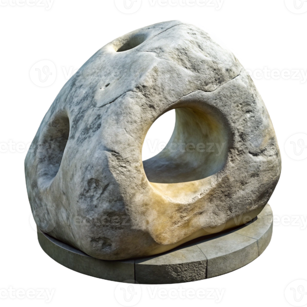 vibrant contemporary Stone Sculpture Weathered Surface Cutout on Transparent Background exclusive png