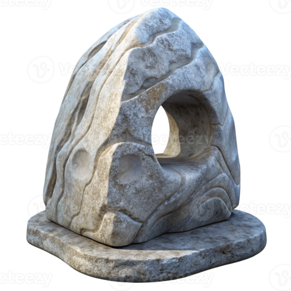 stunning rustic Stone Sculpture Weathered Surface Cutout on Transparent Background premium png