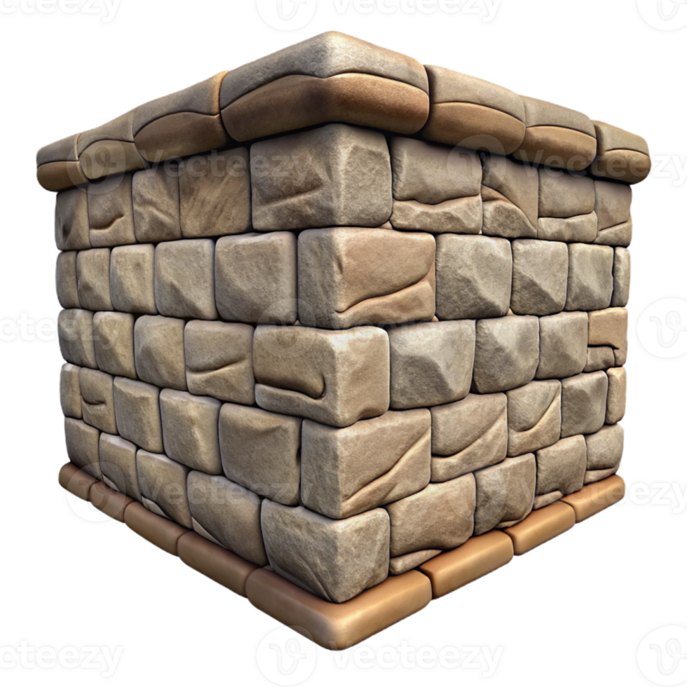 serene rustic Stone Wall Corner Isolated with Vines professional png