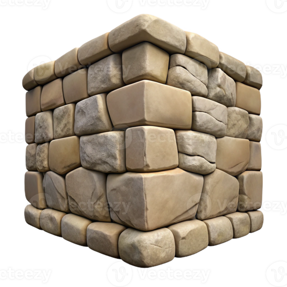 beautiful minimalist Stone Wall Corner Isolated with Vines high resolution png