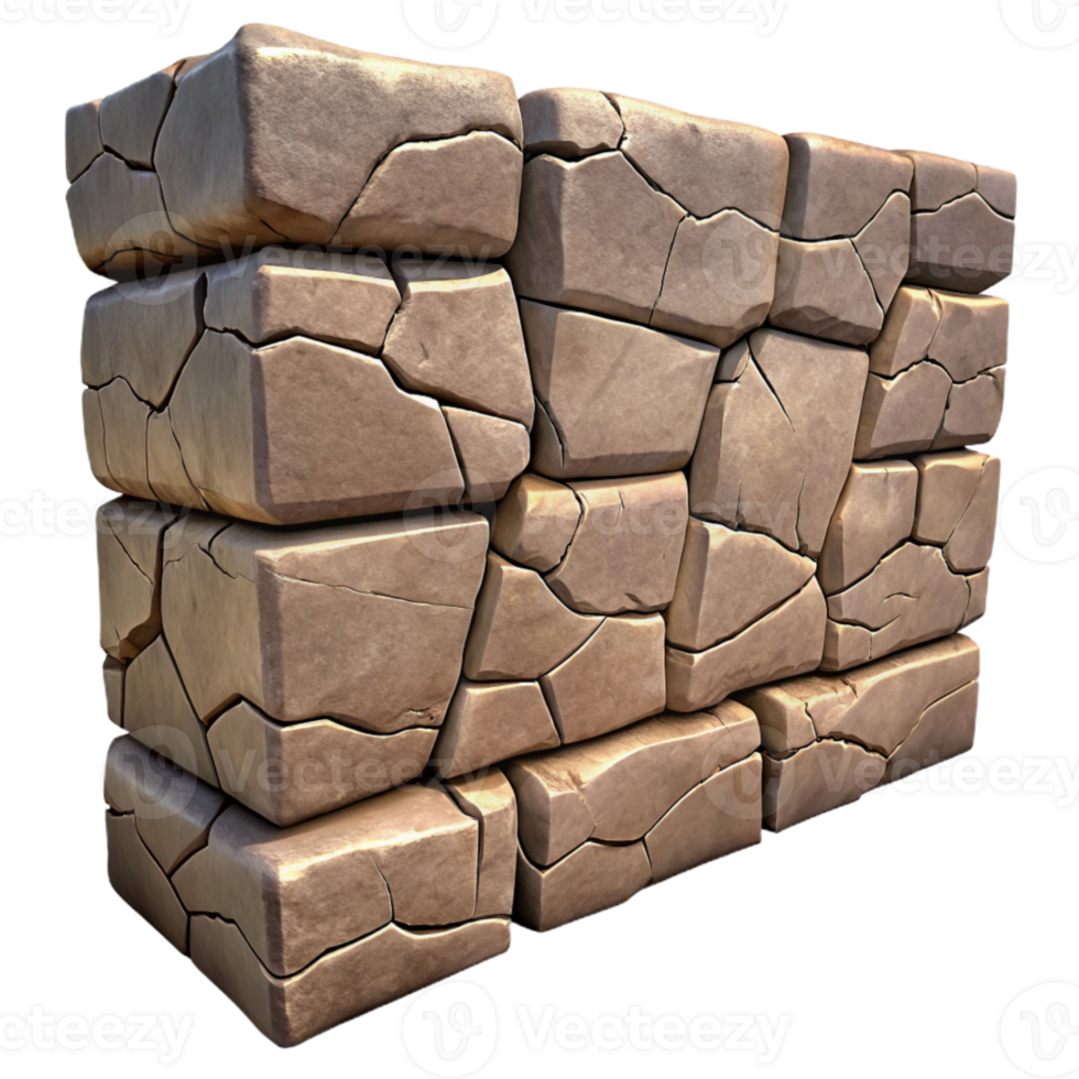 stunning rustic Stone Wall Cracked Texture Transparent Background high quality png
