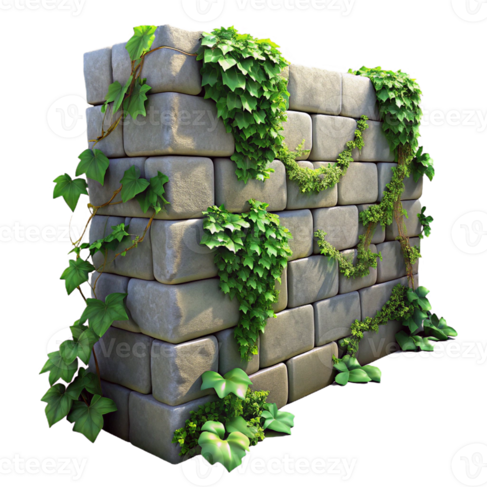 impressive abstract Stone Wall Ivy Covered Cutout authentic png