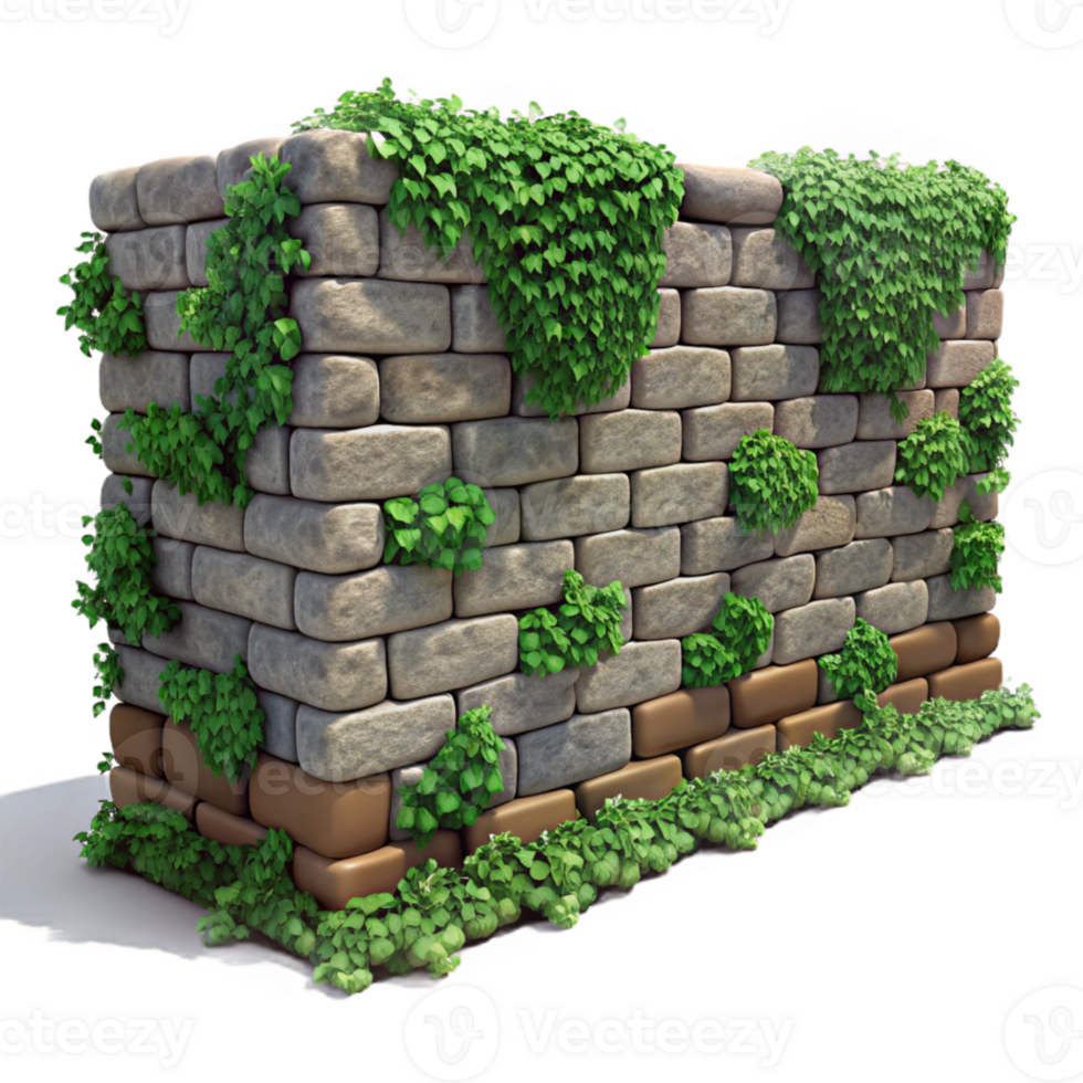 magnificent traditional Stone Wall Ivy Covered Cutout premium png