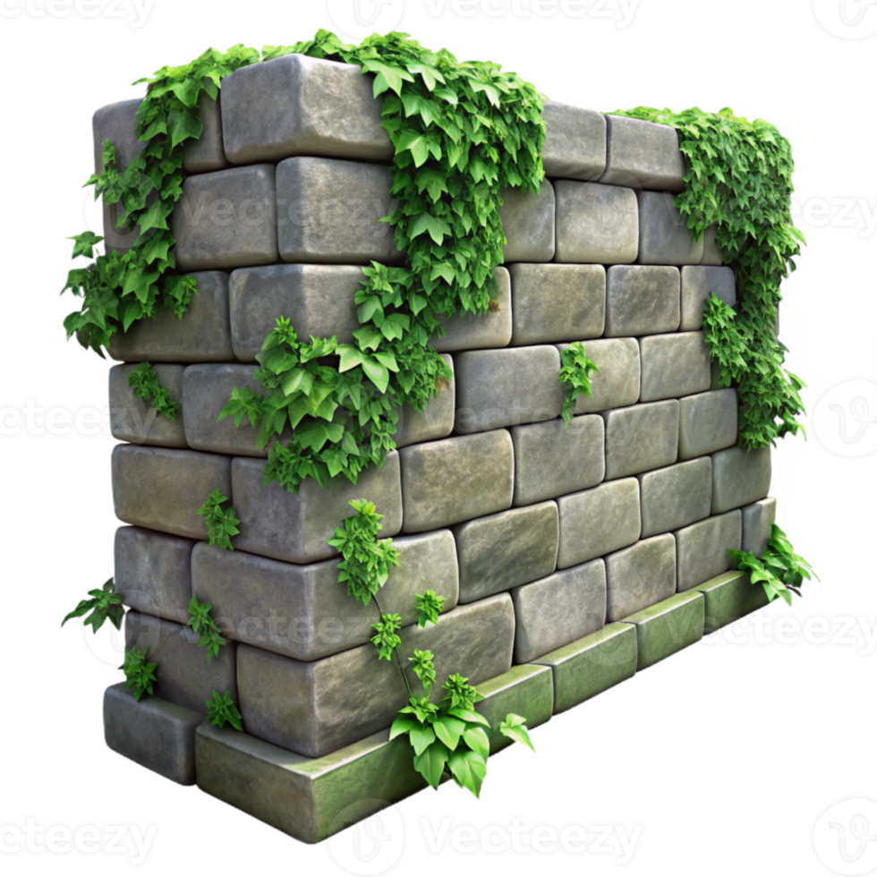stunning abstract Stone Wall Ivy Covered Cutout authentic png