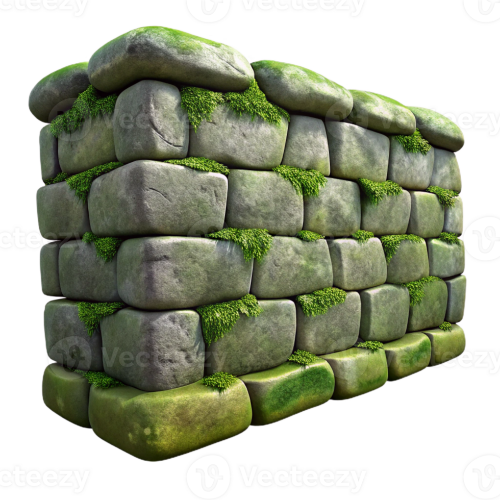 vibrant modern Stone Wall Moss Covered Texture Transparent Element high quality png